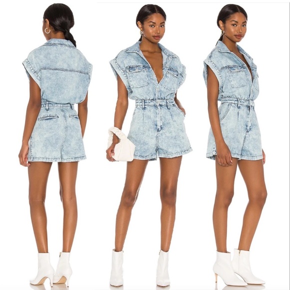 Blank NYC Acid Washed Denim Romper Women's SZ SM - Picture 3 of 10